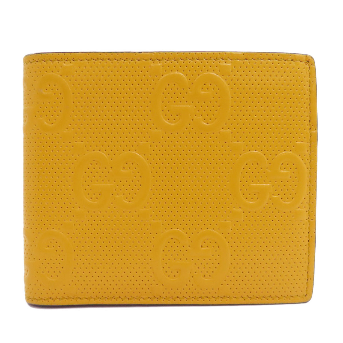 GUCCI Bifold Wallet 625555 leather yellow GG emboss mens Used Authentic