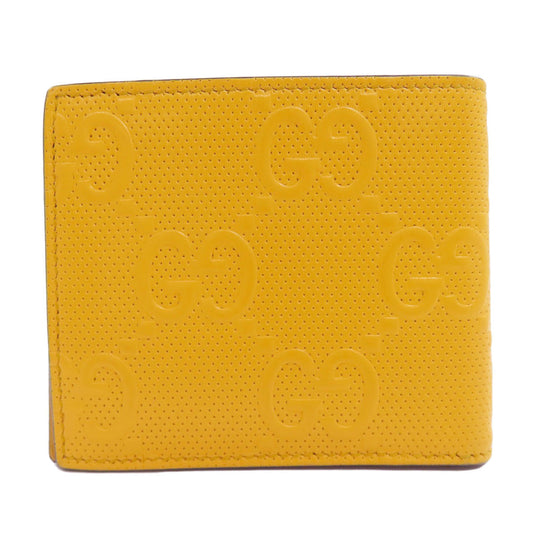 GUCCI Bifold Wallet 625555 leather yellow GG emboss mens Used Authentic