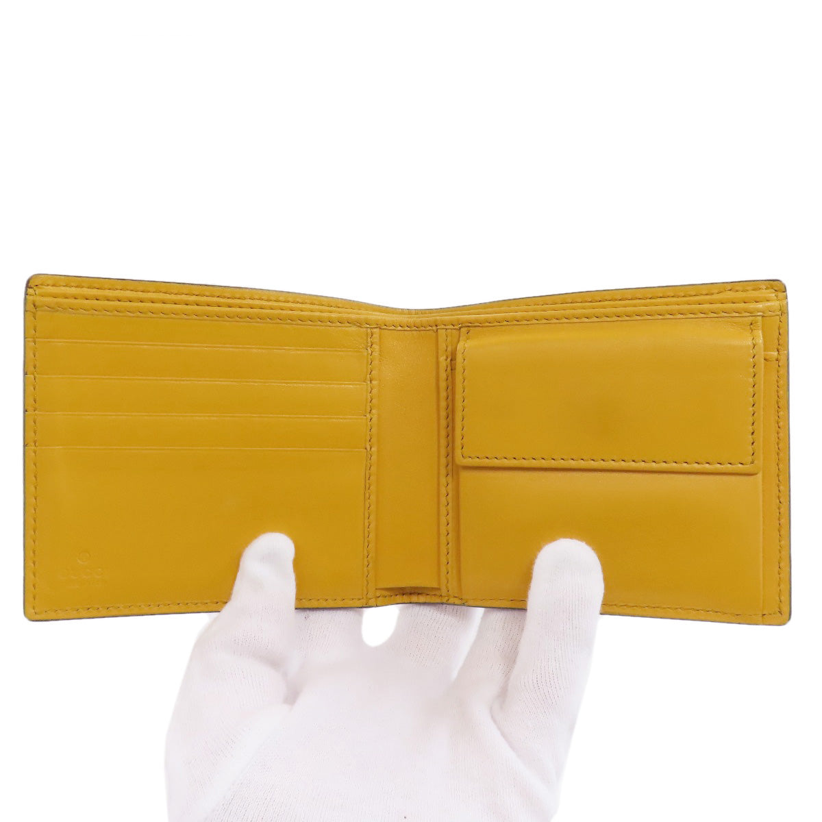 GUCCI Bifold Wallet 625555 leather yellow GG emboss mens Used Authentic