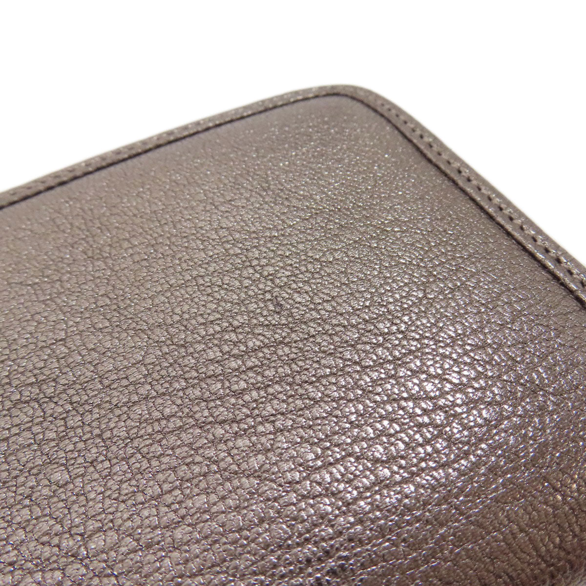 LOEWE Long Wallet Purse leather gray Zip Around Women Used Authentic