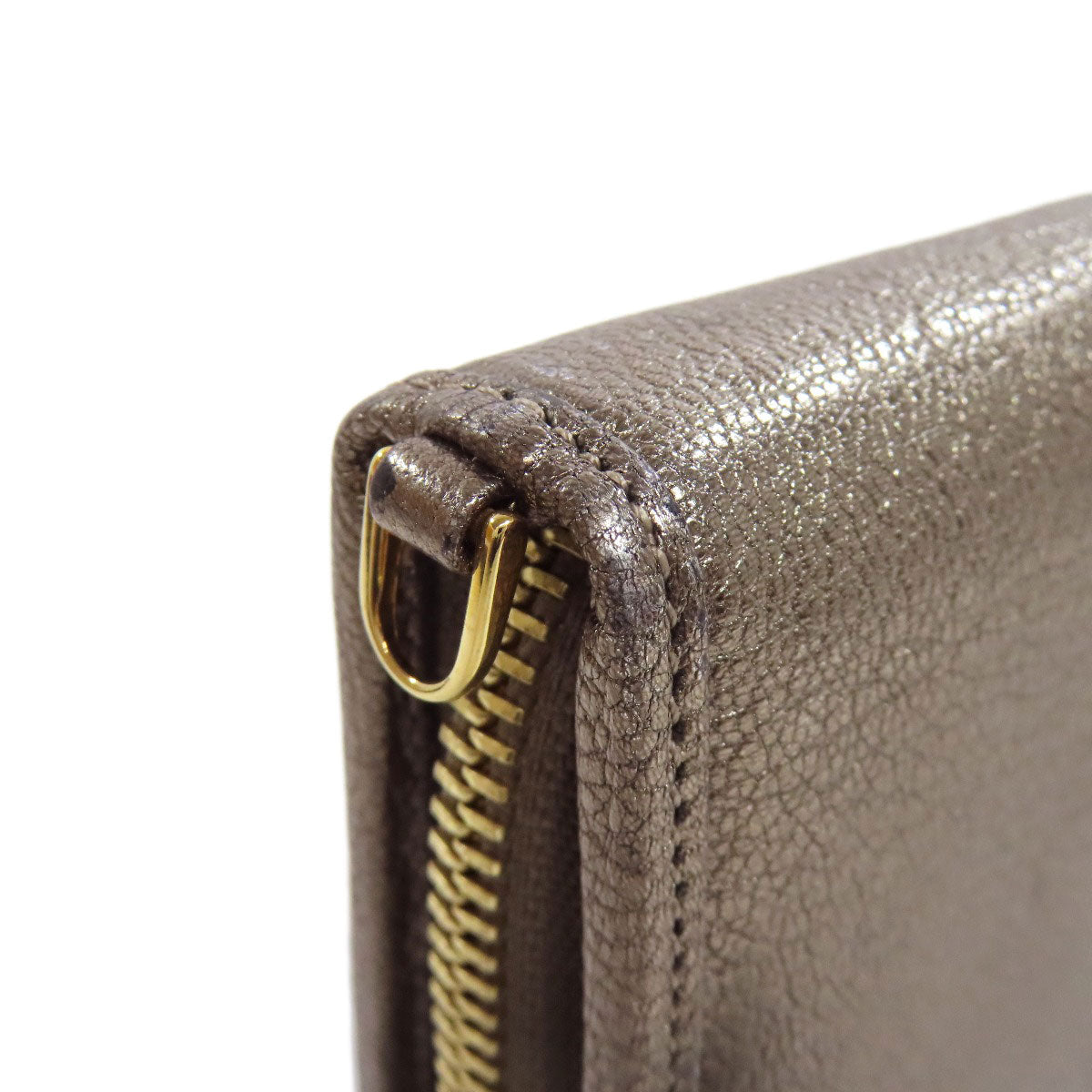 LOEWE Long Wallet Purse leather gray Zip Around Women Used Authentic