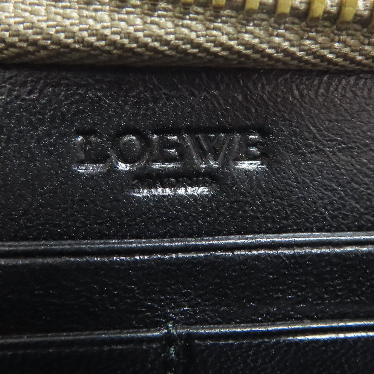 LOEWE Long Wallet Purse leather gray Zip Around Women Used Authentic