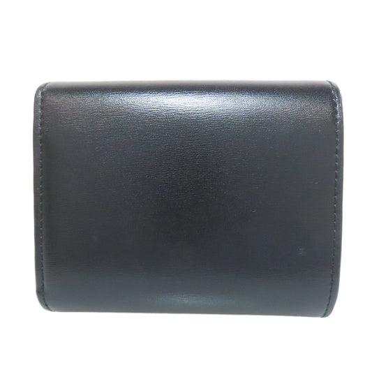 CELINE Bifold Wallet Calfskin black Small flap wallet Triomphe Women Used Authentic