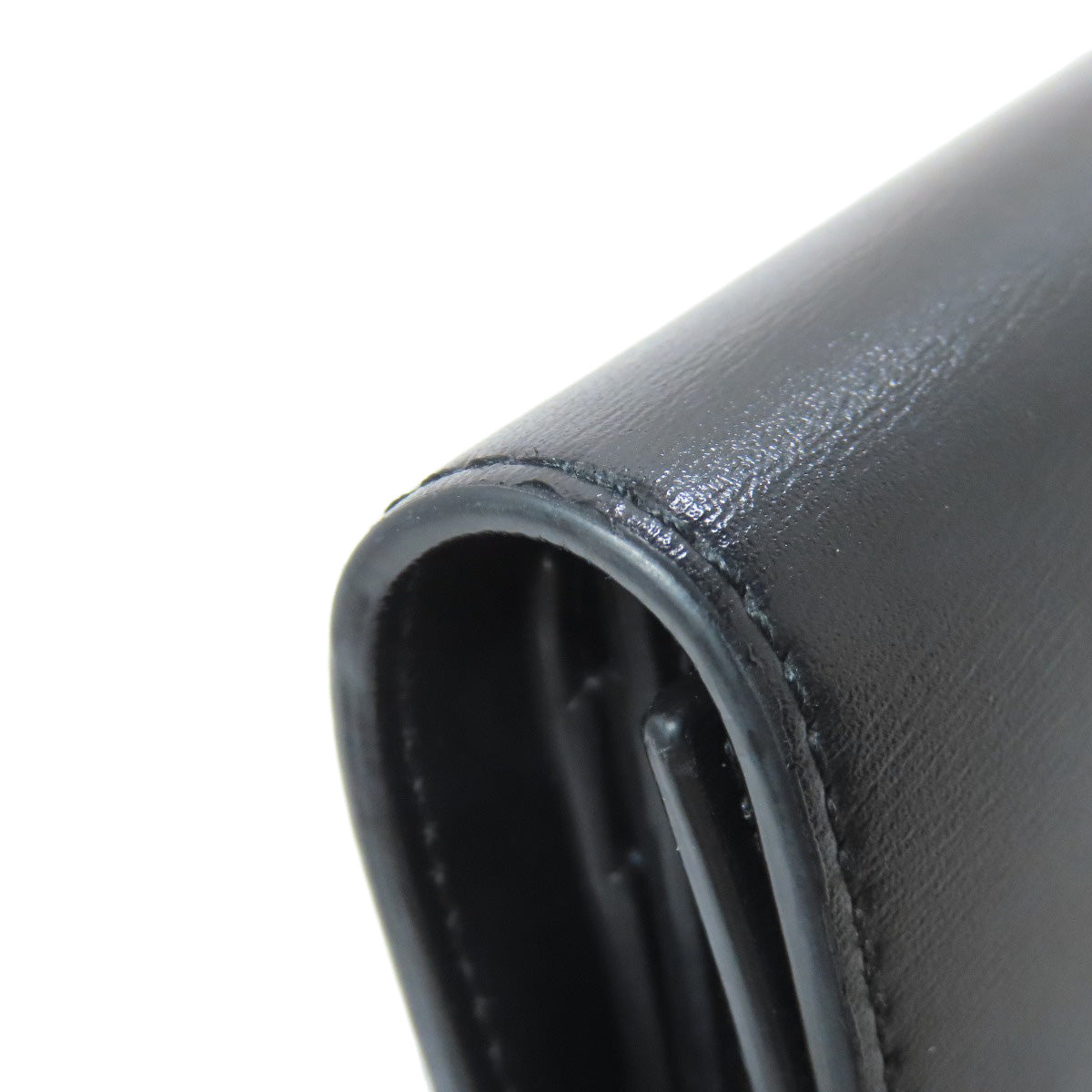 CELINE Bifold Wallet Calfskin black Small flap wallet Triomphe Women Used Authentic