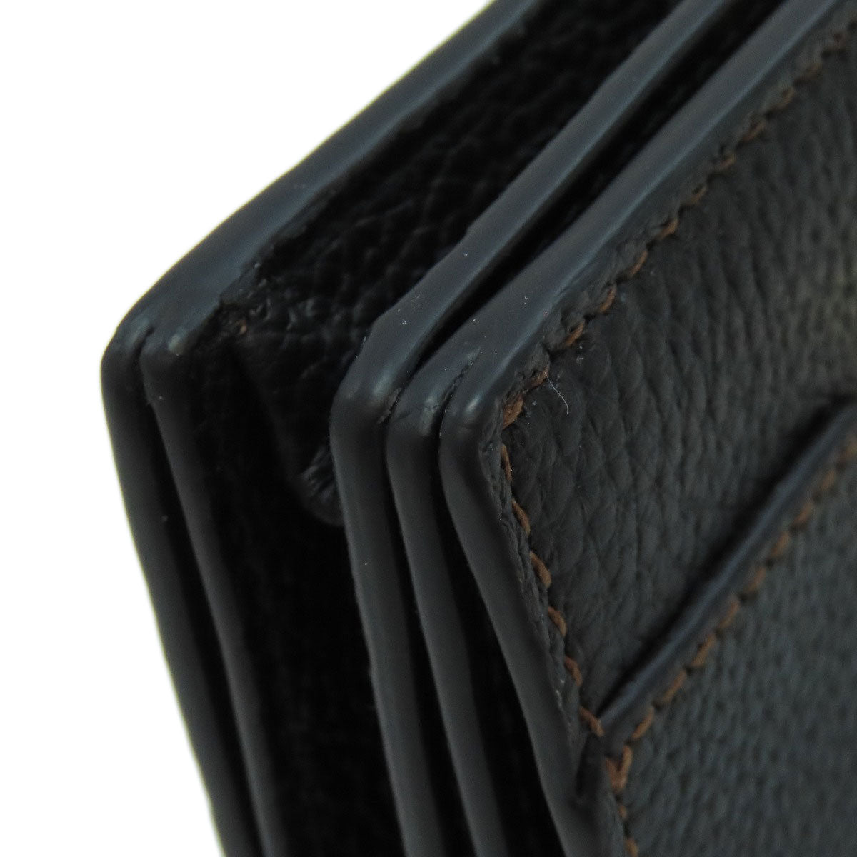 BURBERRY Bifold Wallet leather black TB logo Women Used Authentic