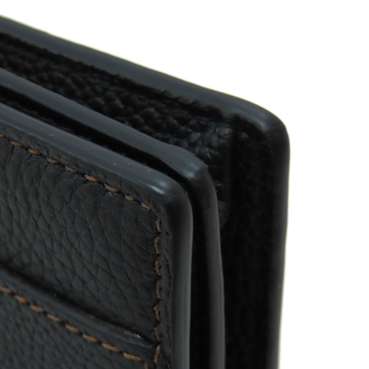 BURBERRY Bifold Wallet leather black TB logo Women Used Authentic