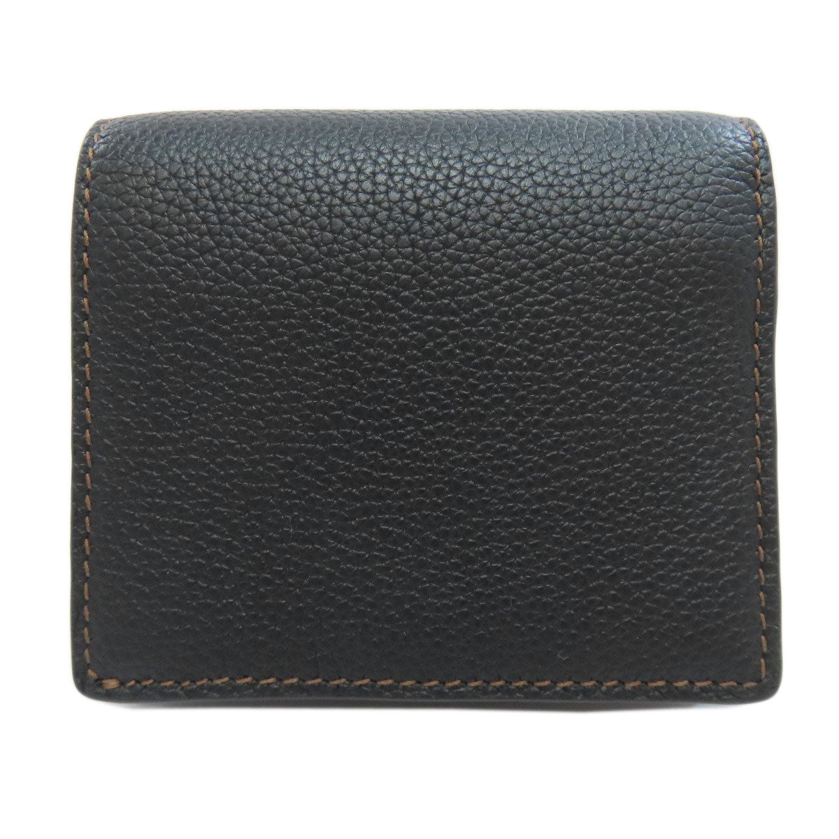 BURBERRY Bifold Wallet leather black TB logo Women Used Authentic