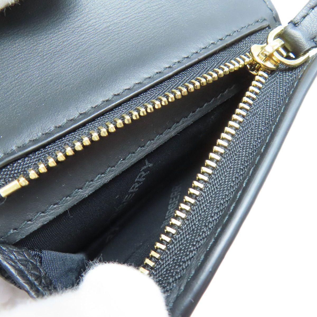 BURBERRY Bifold Wallet leather black TB logo Women Used Authentic