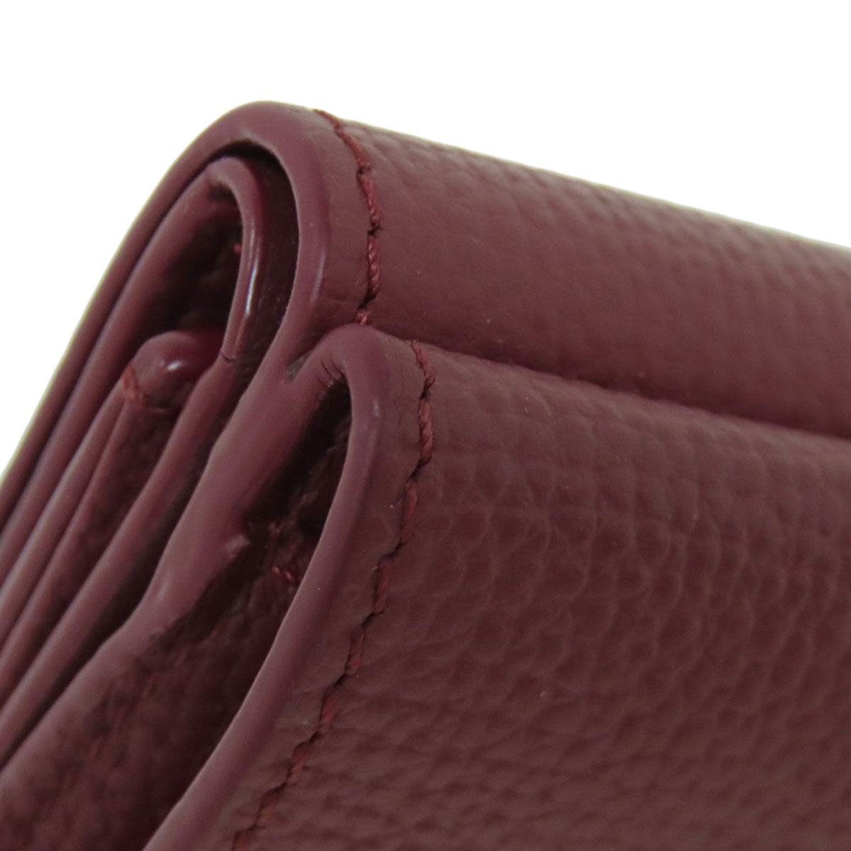 LOEWE Bifold Wallet Calfskin Red Compact Wallet Anagram Women Used Authentic