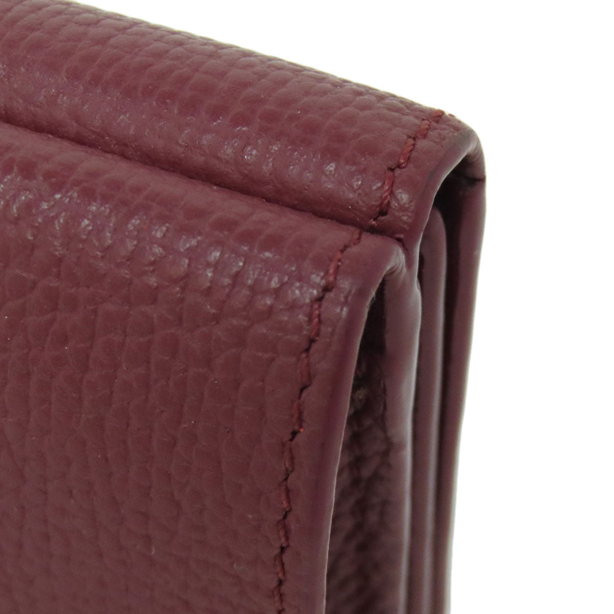 LOEWE Bifold Wallet Calfskin Red Compact Wallet Anagram Women Used Authentic