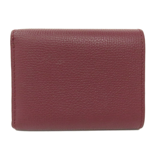 LOEWE Bifold Wallet Calfskin Red Compact Wallet Anagram Women Used Authentic