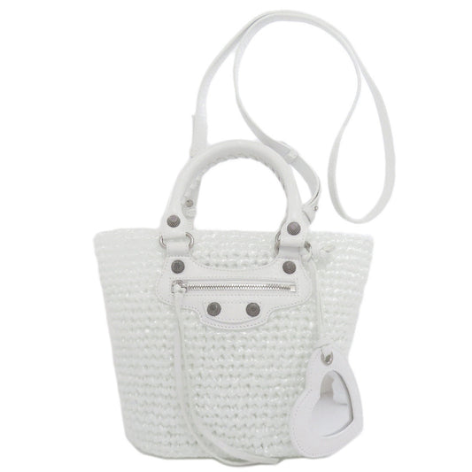 BALENCIAGA Handbag 786187 polypropylene white Le Cagoule Pannier 2WAY