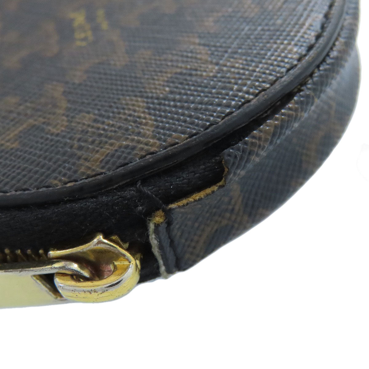 CELINE Coin case PVC Dark brown TriomphePattern Women Used Authentic