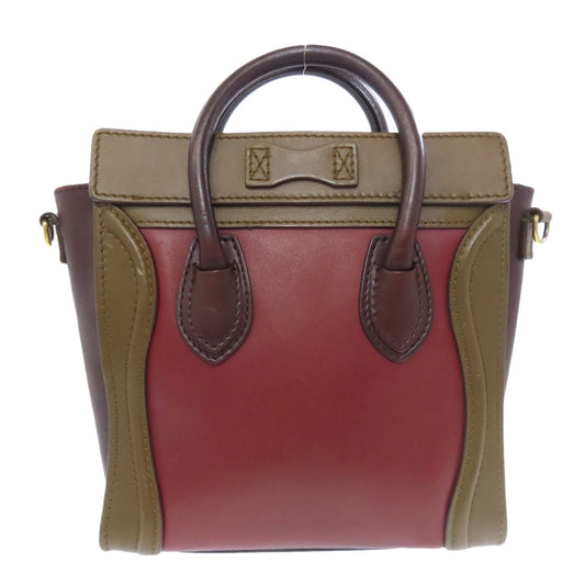 CELINE Handbag Calfskin Red Luggage nano 2 WAY Women Used Authentic