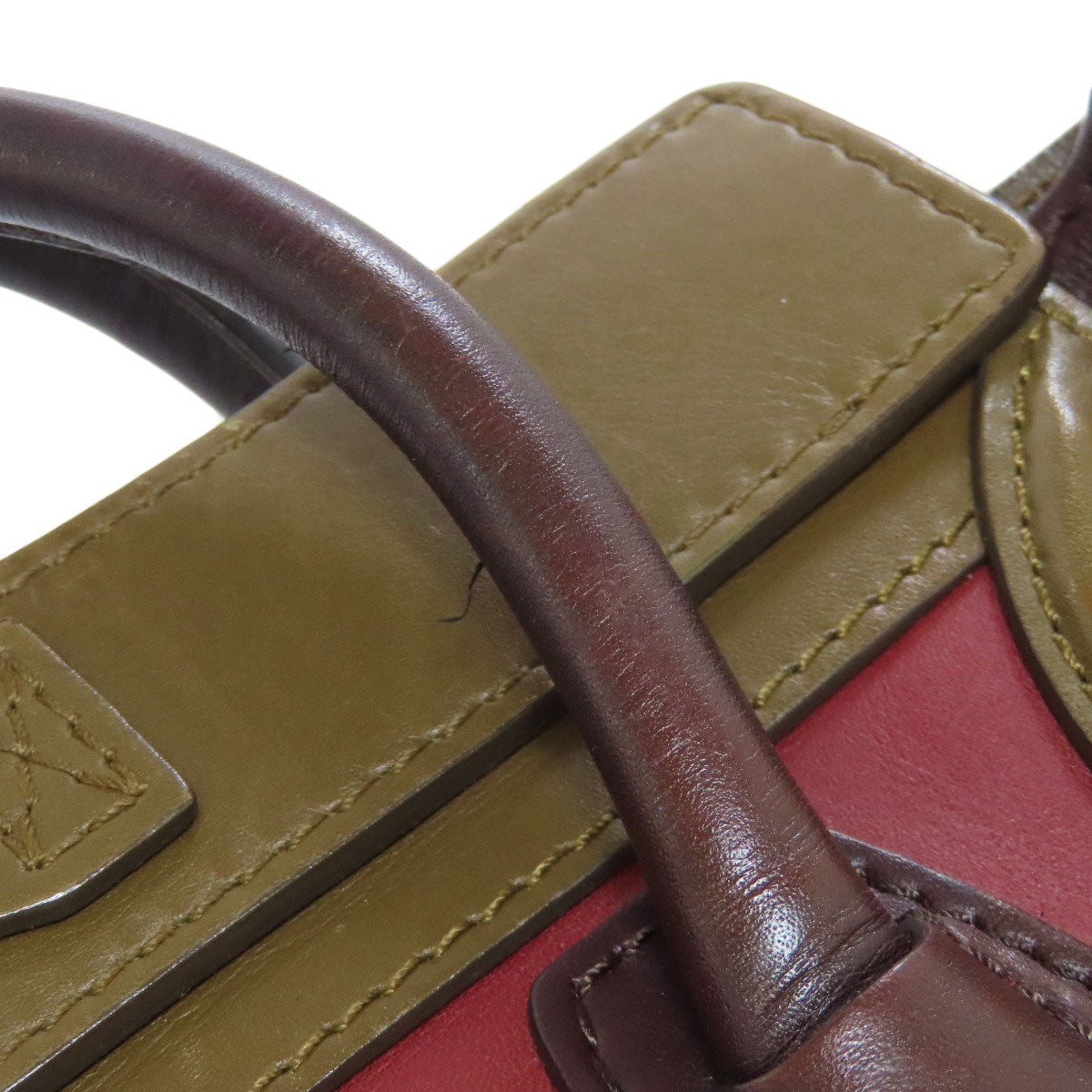 CELINE Handbag Calfskin Red Luggage nano 2 WAY Women Used Authentic