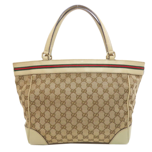 GUCCI Tote Bag 257061 Canvas, Leather Brown Mayfair Sherry Line Women Used Authentic