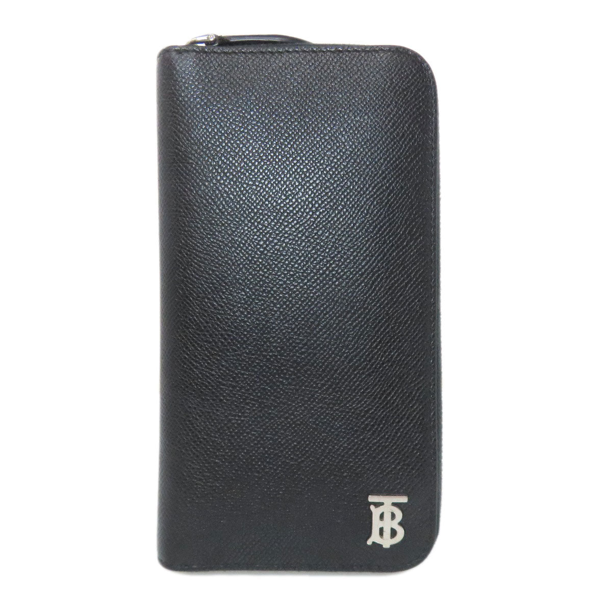 BURBERRY Long Wallet Purse leather black logo Women Used Authentic