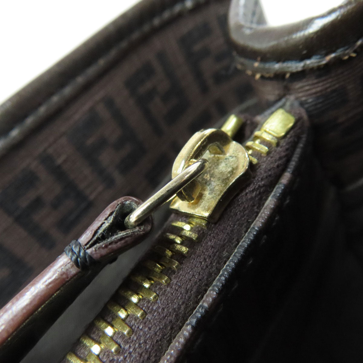 FENDI Handbag PVC Brown Zucca Pattern