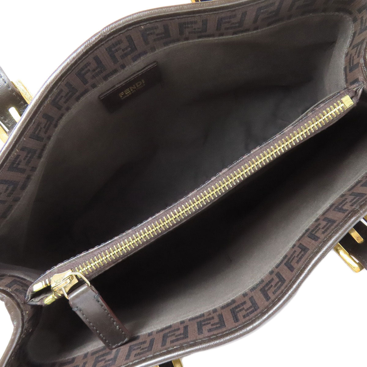 FENDI Handbag PVC Brown Zucca Pattern