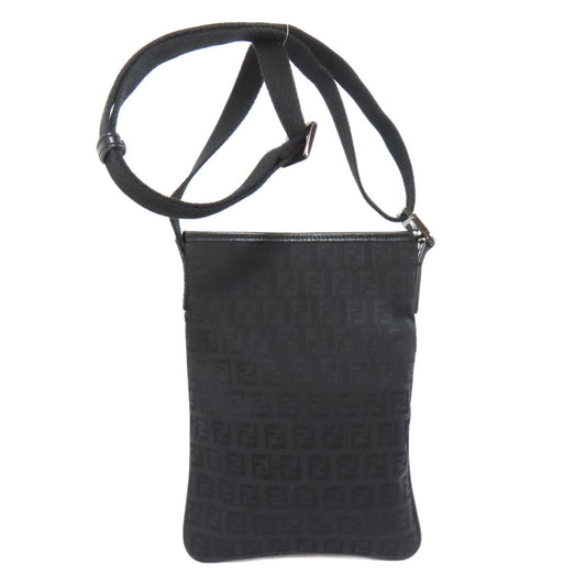 FENDI Shoulder Bag Nylon black Zucca Pattern Women Used Authentic