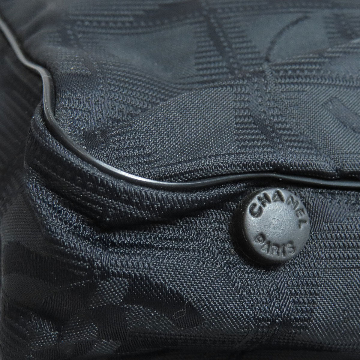 CHANEL Handbag Nylon jacquard black New travel line 2WAY