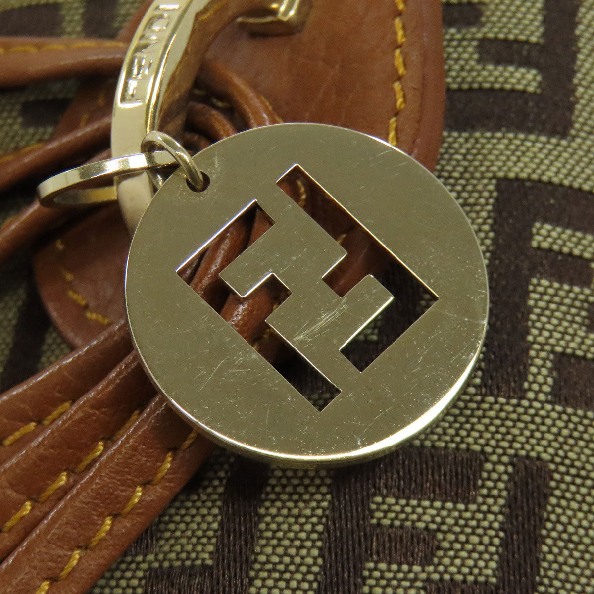 FENDI Handbag canvas Brown Zucca Pattern