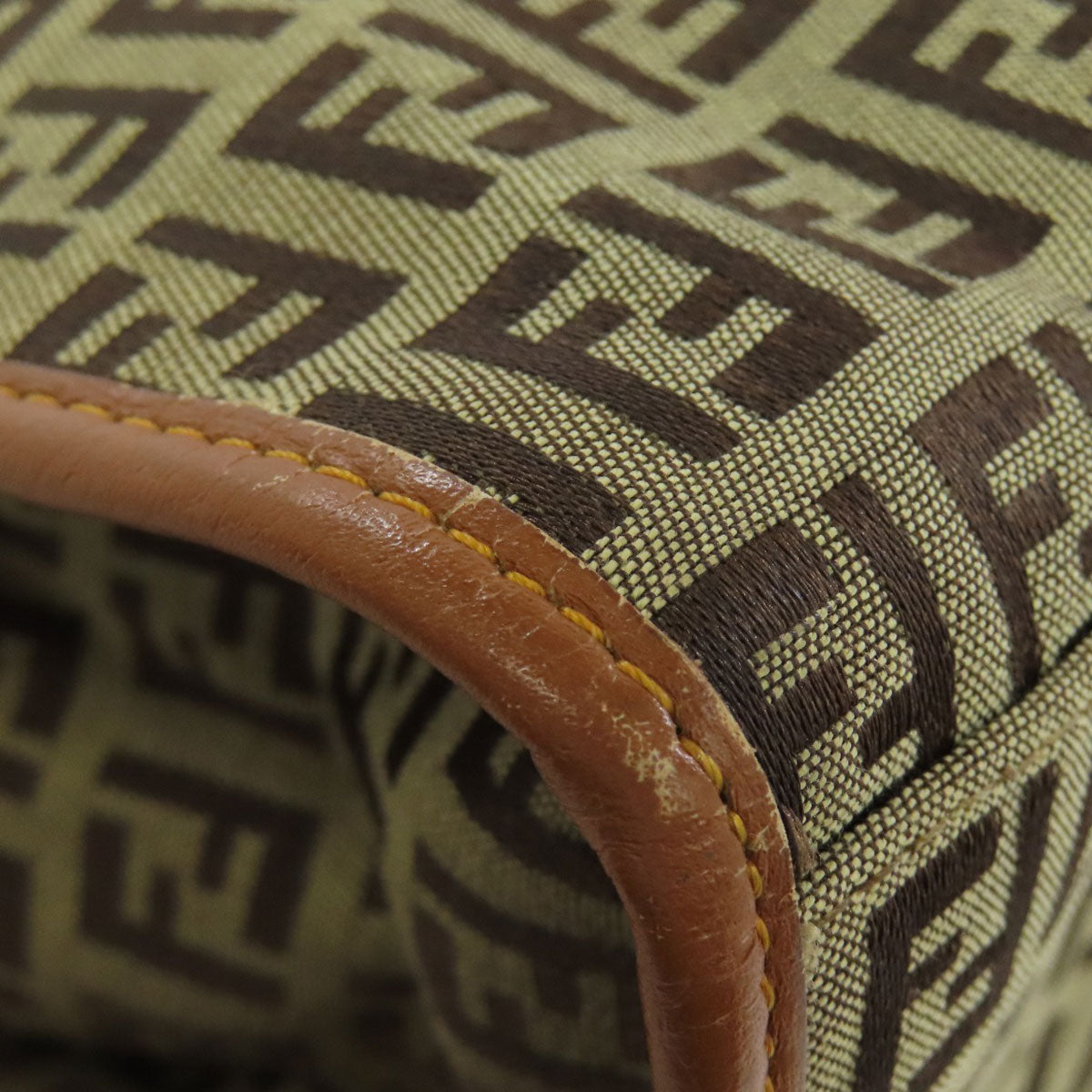 FENDI Handbag canvas Brown Zucca Pattern