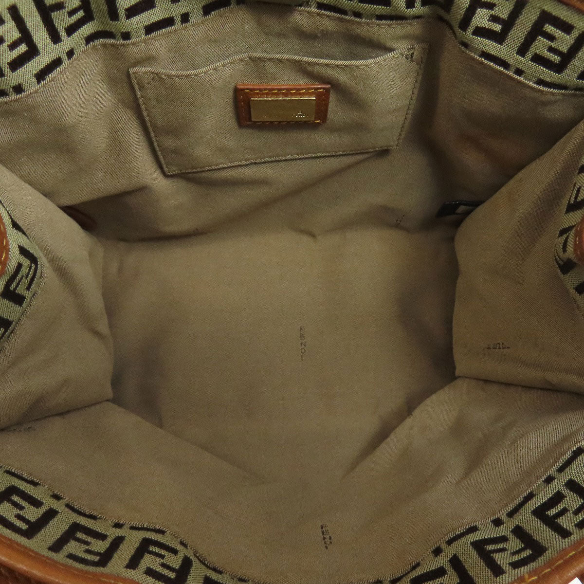 FENDI Handbag canvas Brown Zucca Pattern