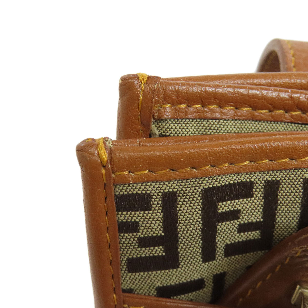 FENDI Handbag canvas Brown Zucca Pattern