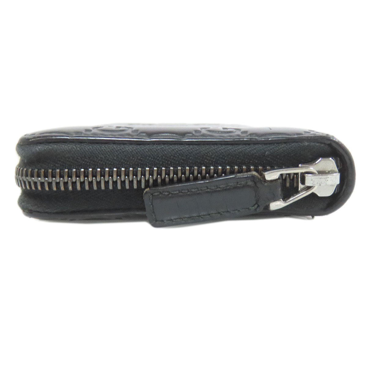 GUCCI Long Wallet Purse 307987 leather black Zip Around GG Signature Shima Women Used Authentic
