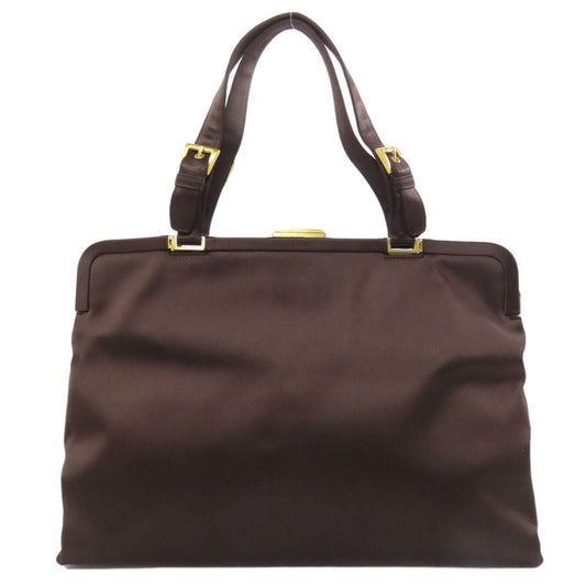 PRADA Handbag Satin Brown logo Women Used Authentic