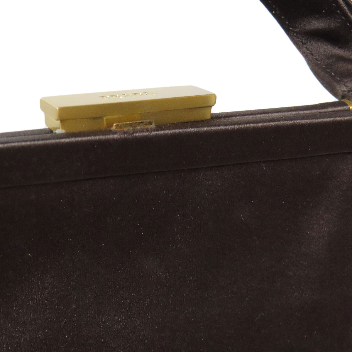 PRADA Handbag Satin Brown logo Women Used Authentic