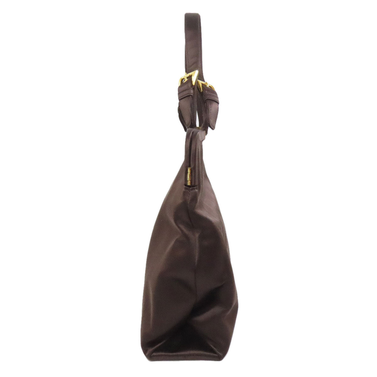 PRADA Handbag Satin Brown logo Women Used Authentic