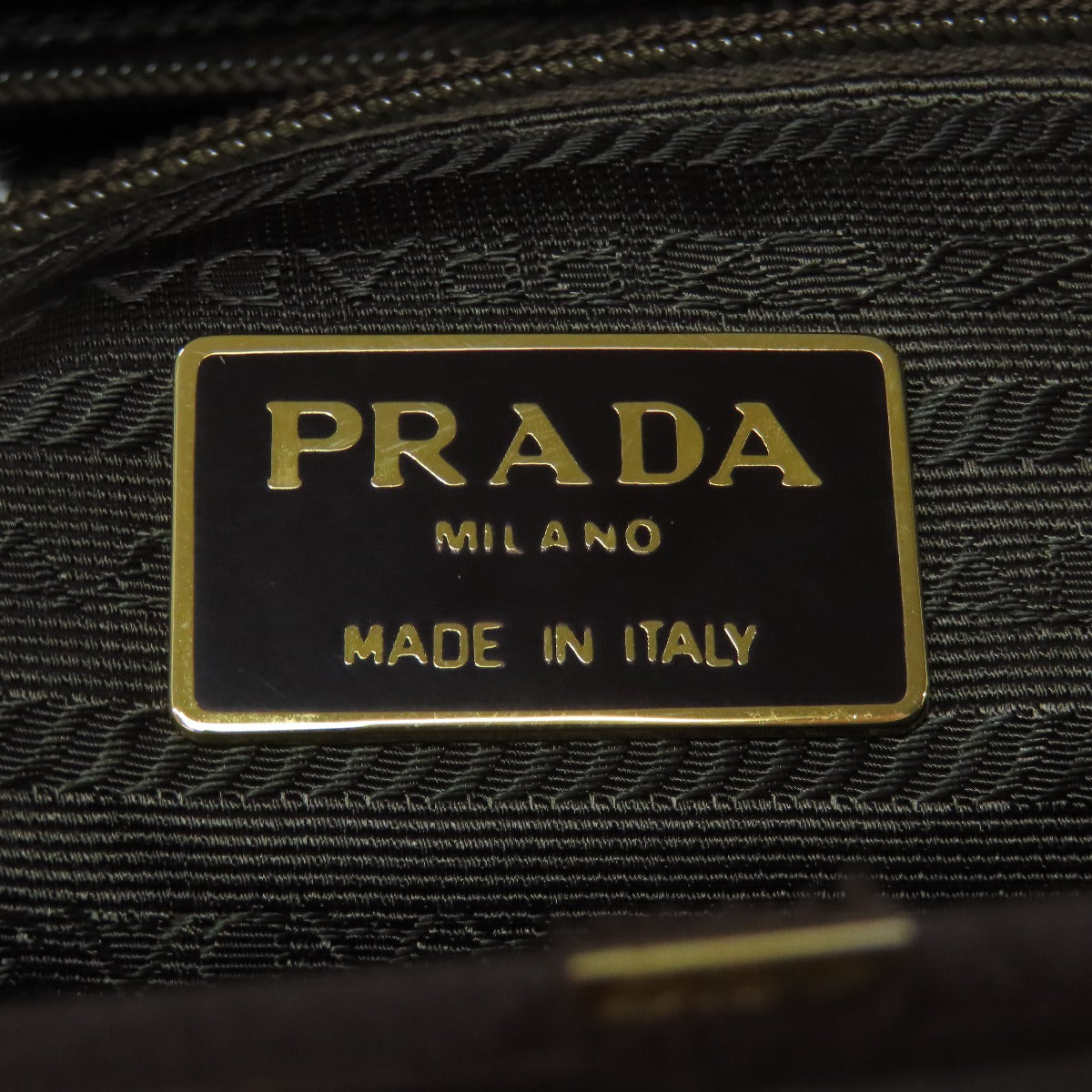 PRADA Handbag Satin Brown logo Women Used Authentic