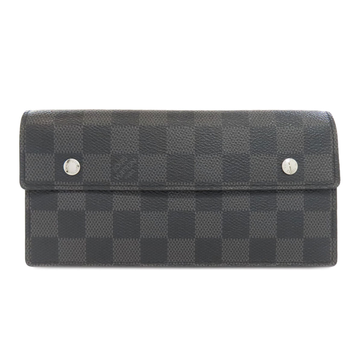 LOUIS VUITTON Long Wallet Purse N60023 Damier canvas gray Acordion mens Used Authentic