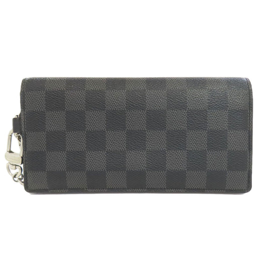 LOUIS VUITTON Long Wallet Purse N60023 Damier canvas gray Acordion mens Used Authentic