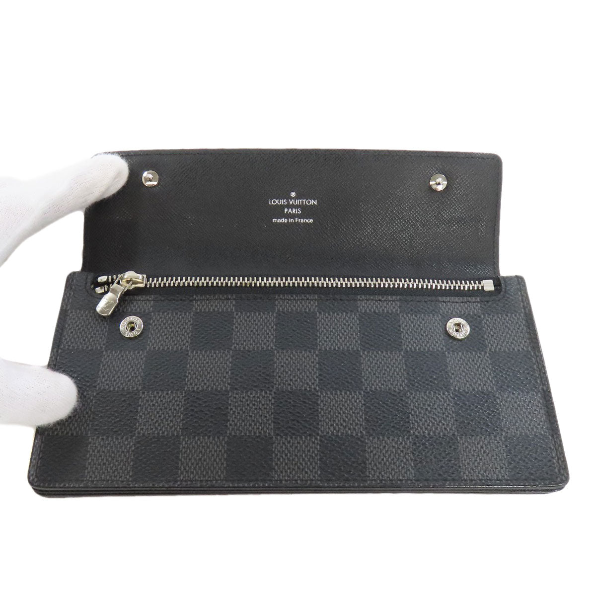 LOUIS VUITTON Long Wallet Purse N60023 Damier canvas gray Acordion mens Used Authentic