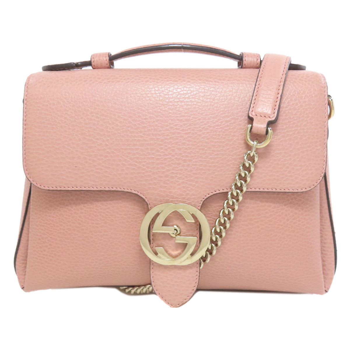 GUCCI Shoulder Bag 510302 Calfskin pink Outlet ChainShoulder Interlocking G 2WAY Women Used Authentic