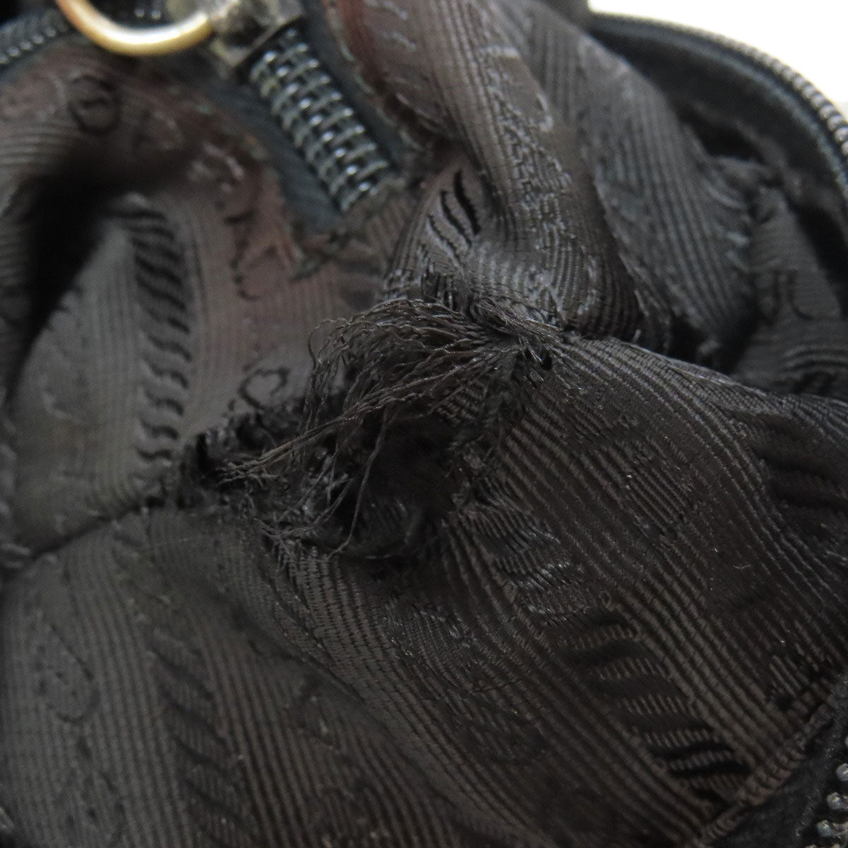 PRADA Shoulder Bag Nylon black logoMetal Women Used Authentic