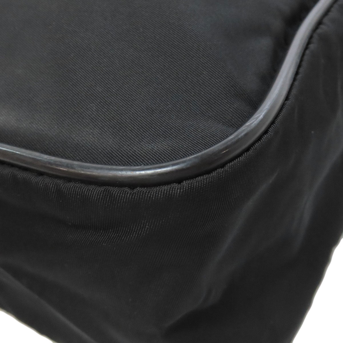 PRADA Shoulder Bag Nylon black logoMetal Women Used Authentic