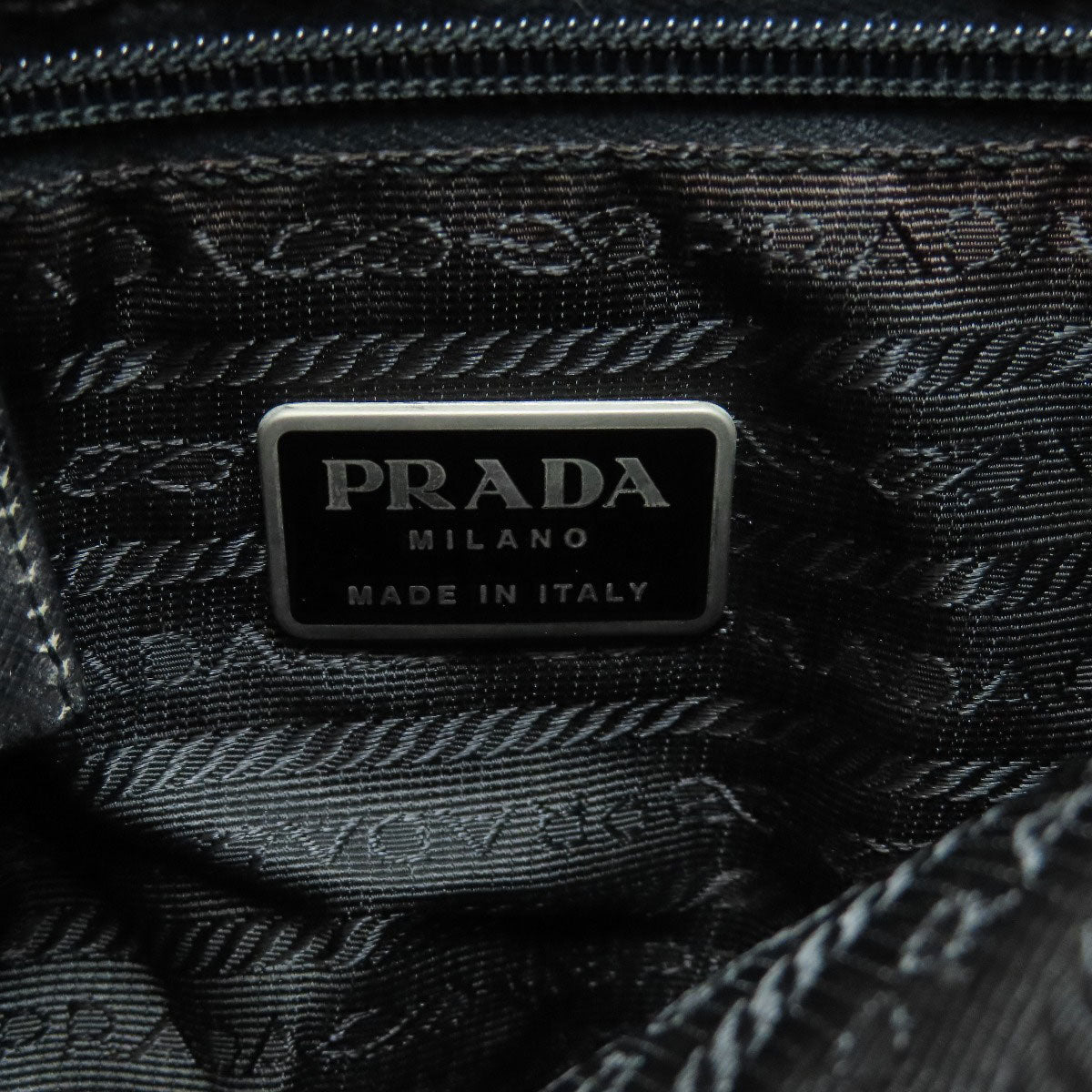 PRADA Shoulder Bag Nylon black logoMetal Women Used Authentic