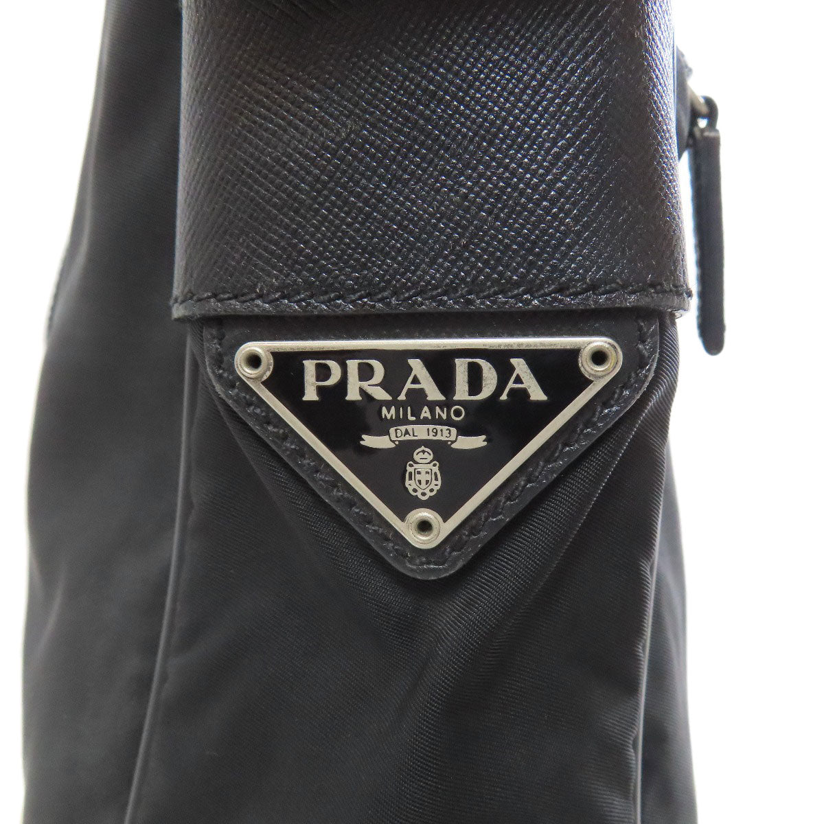PRADA Shoulder Bag Nylon black logoMetal Women Used Authentic