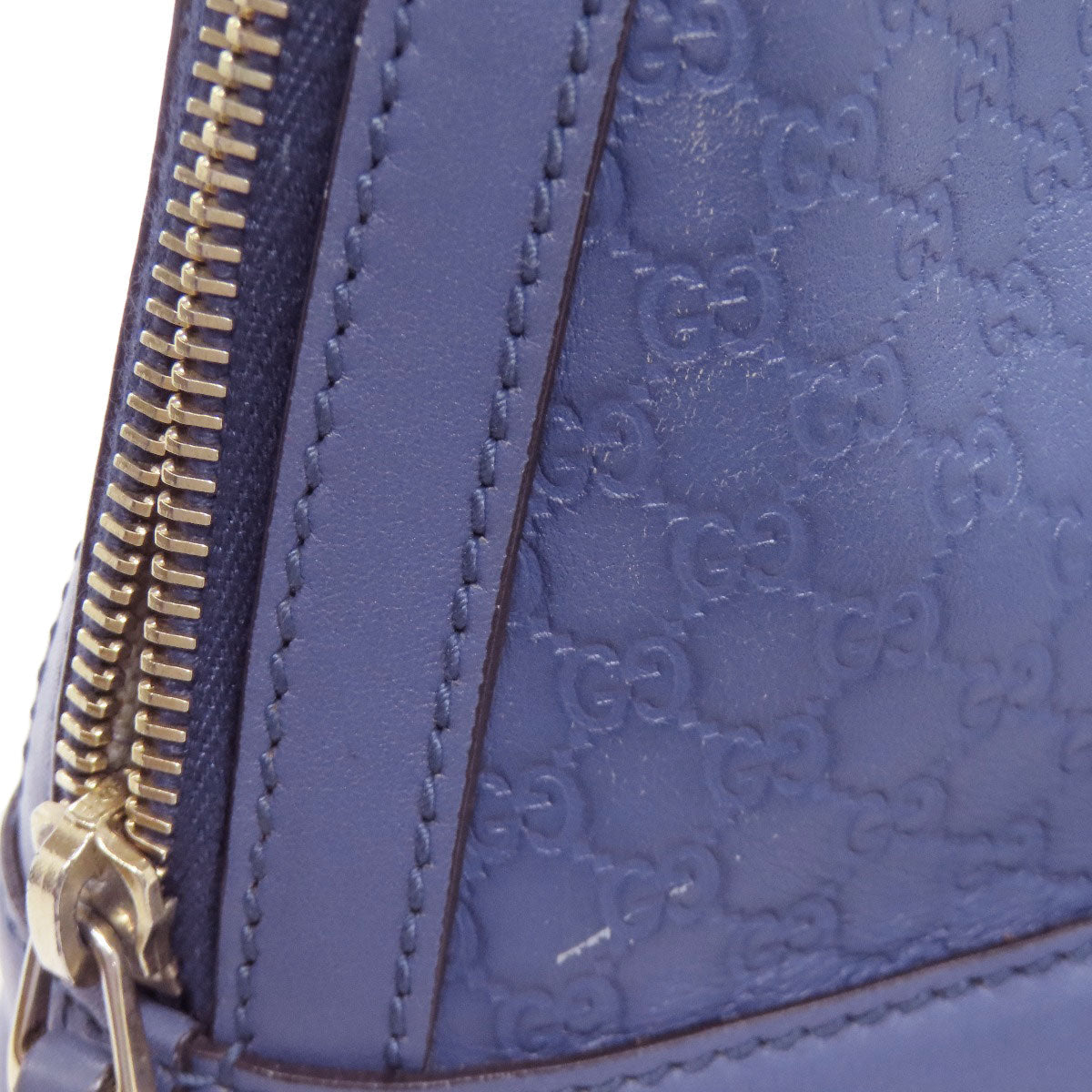 GUCCI Handbag 309617 leather blue GG Signature Microsima 2WAY Women Used Authentic