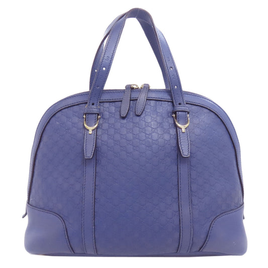 GUCCI Handbag 309617 leather blue GG Signature Microsima 2WAY Women Used Authentic