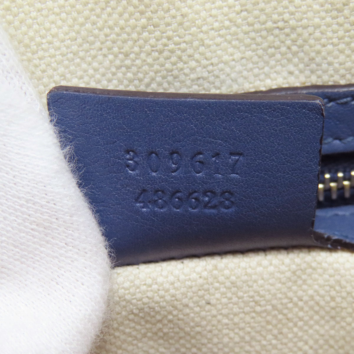 GUCCI Handbag 309617 leather blue GG Signature Microsima 2WAY Women Used Authentic