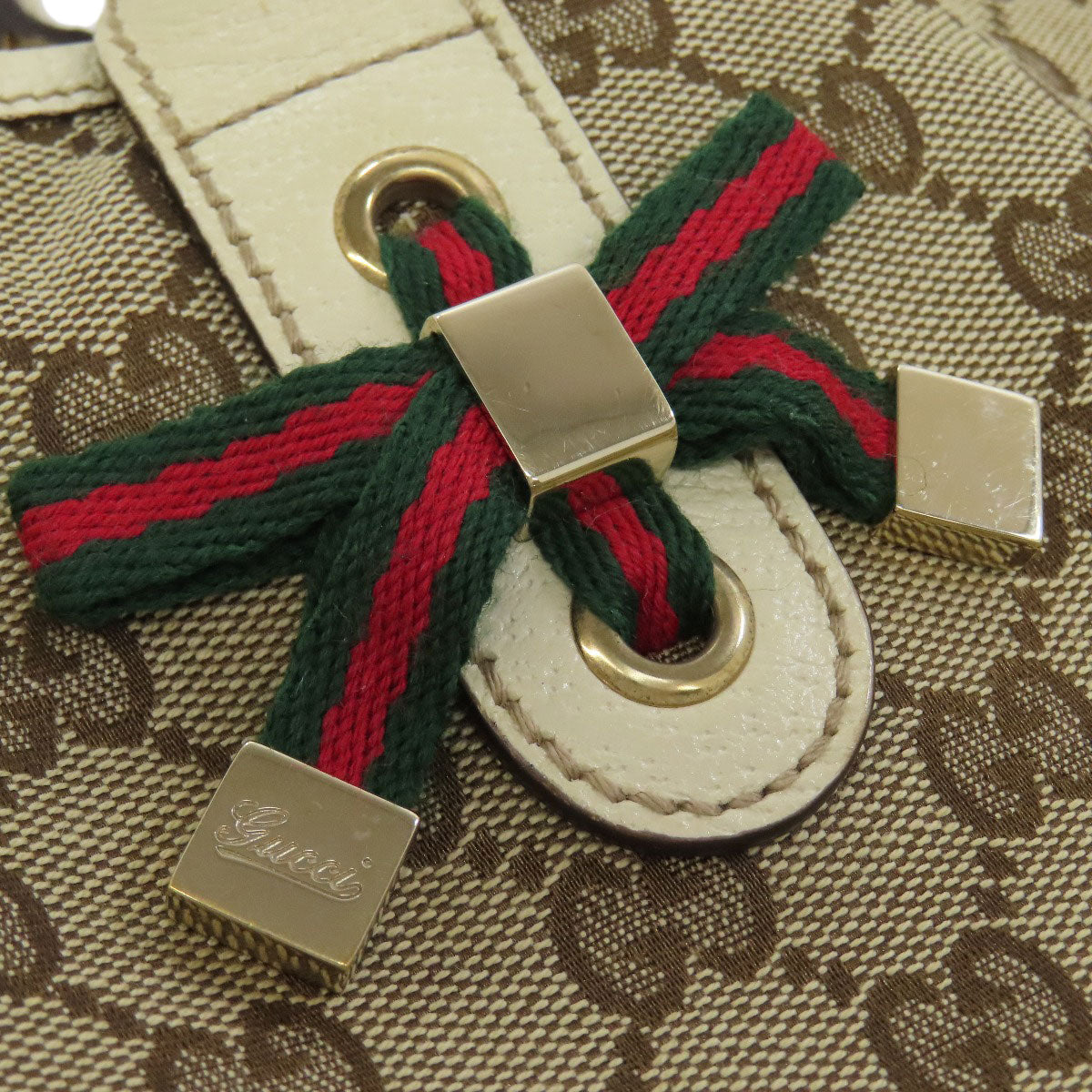 GUCCI Tote Bag 163805 canvas Brown GG Princey Ribbon Women Used Authentic