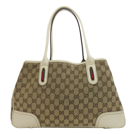 GUCCI Tote Bag 163805 canvas Brown GG Princey Ribbon Women Used Authentic