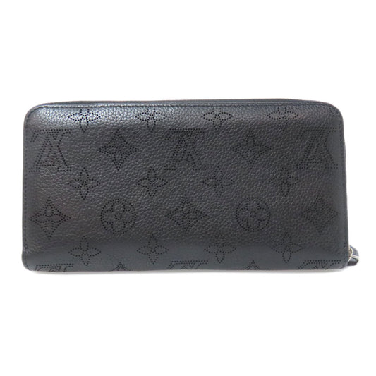 LOUIS VUITTON Long Wallet Purse M61867 Mahina leather black Zippy wallet Women Used Authentic