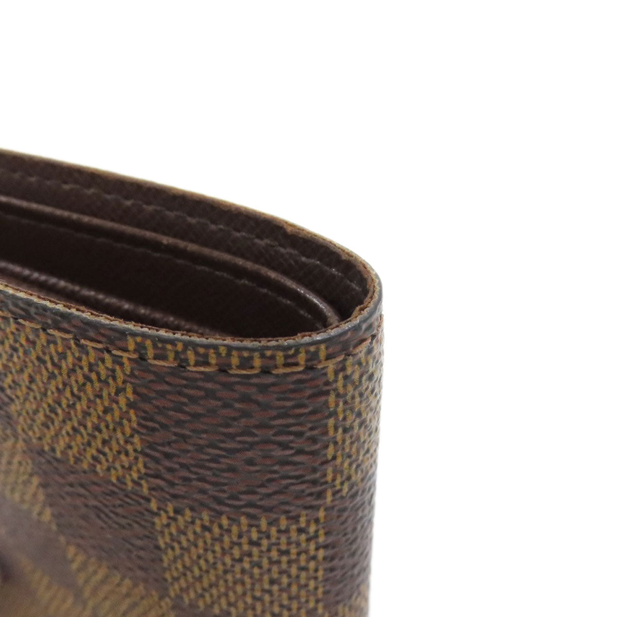 LOUIS VUITTON Bifold Wallet N61675 Damier canvas Brown Portefeuille�EMarco Women Used Authentic