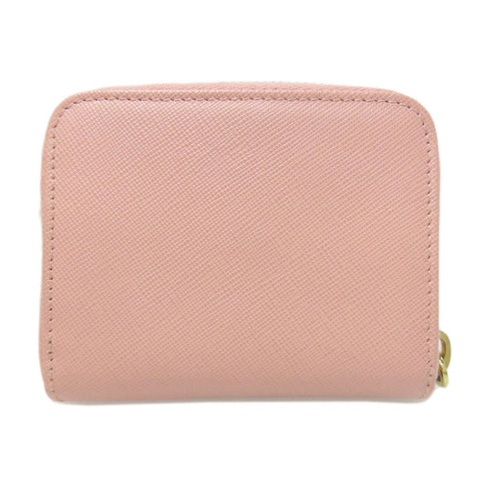 PRADA Coin case leather pink Saffiano logoMetal Women Used Authentic
